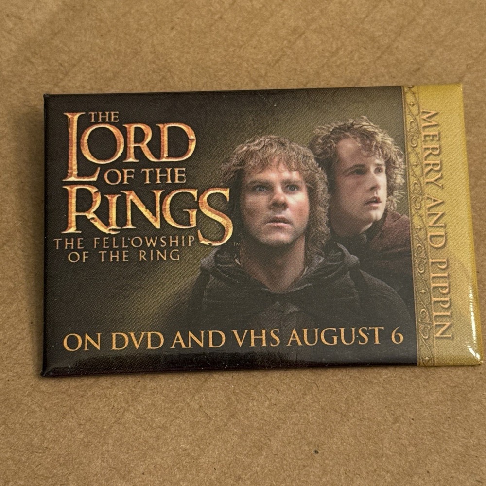 Lord Of The Rings 2001 Movie Memorabilia Vintage Pinback Button Pin Rectangle